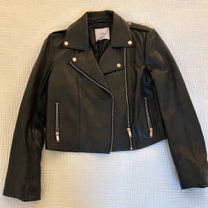 Black Leather Jacket, Mango, Size Medium